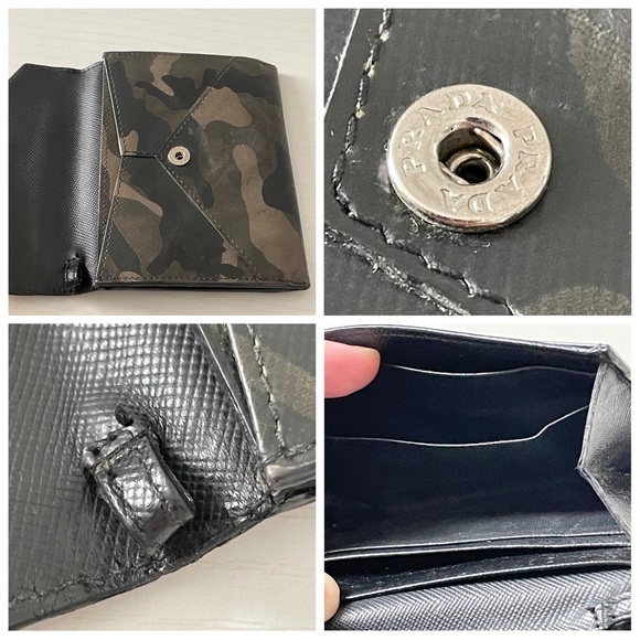 Prada camo print leather envelope style card coin snap wallet - Picture 5 of 10